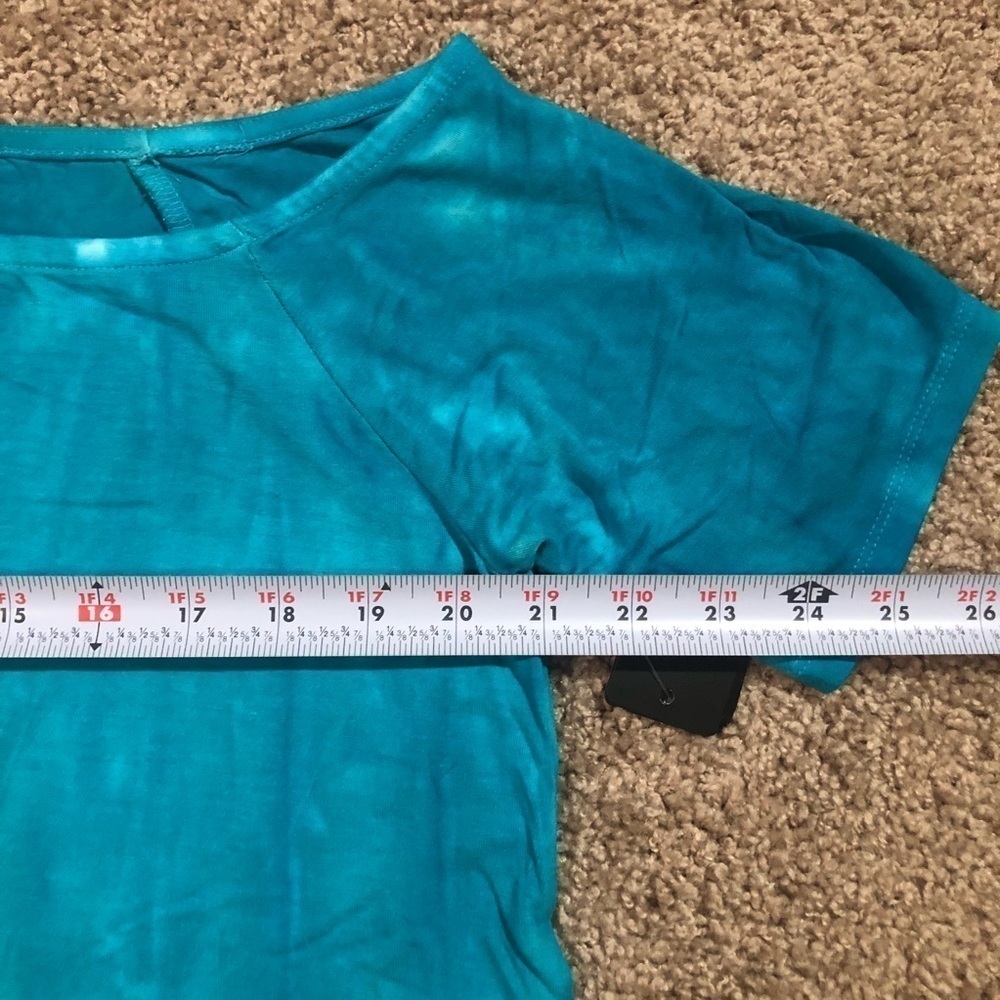 Torrid FAVORITE TUNIC OFF-SHOULDER SUPER SOFT SHORT SLEEVE TEE Blue Tie Dye - Picture 8 of 15